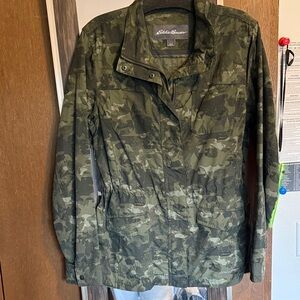 Eddie Bauer Green Camo Utility Jacket with Drawstring Waist